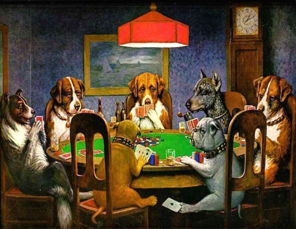 Dogs playing poker