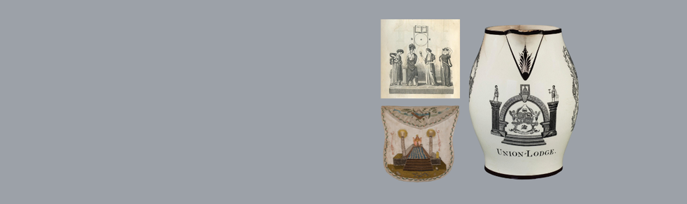 masonic apron, illustration and vase