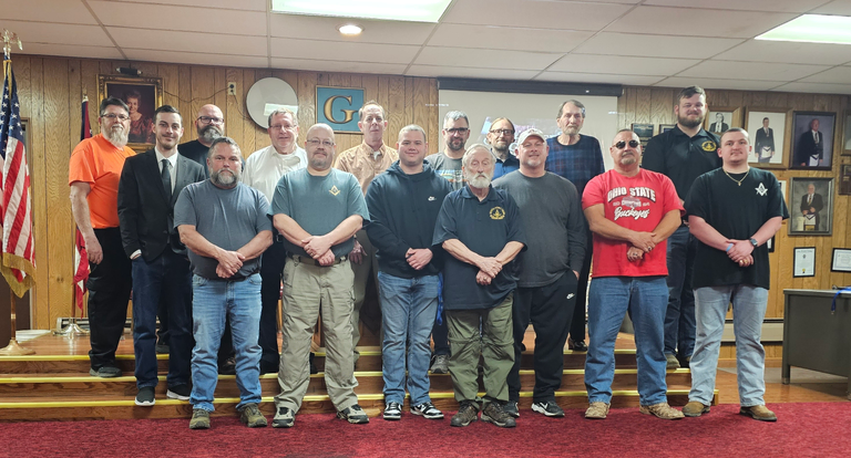 A group of age-diverse Scottish Rite Masons gathered together for a group photo at their Valley