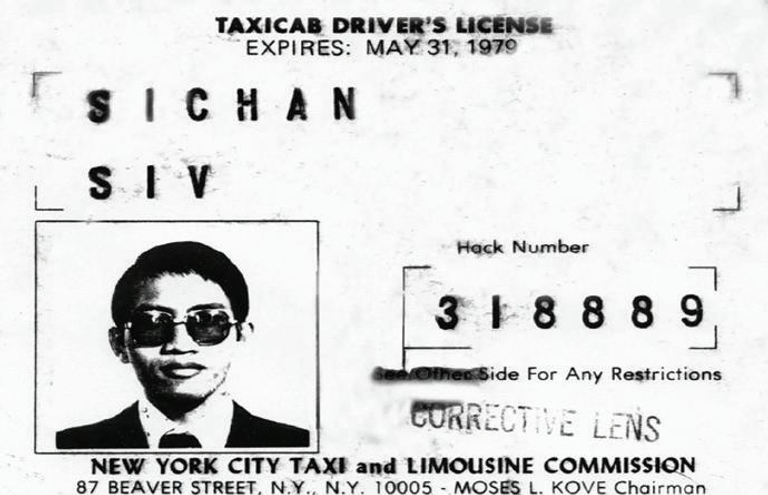 A photo of a man’s taxi cab license from New York City