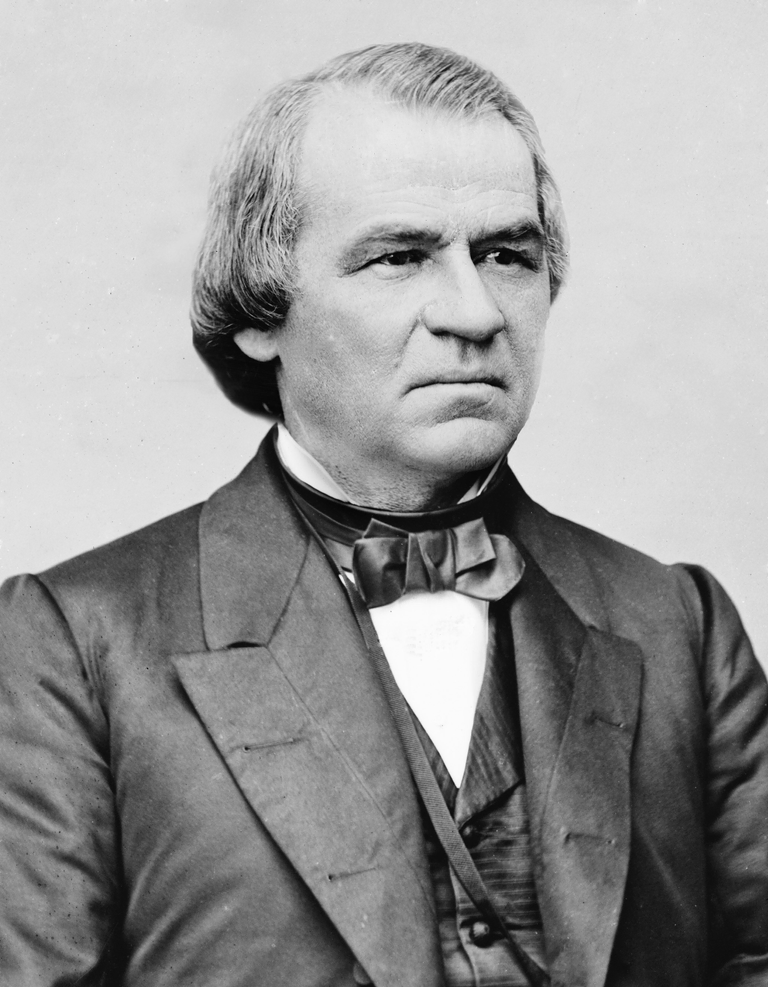 A photographic portrait of President Andrew Johnson