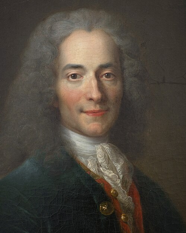 Portrait of François-Marie Arouet wearing powdered wig, c. 1720, also known as Voltaire