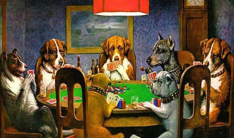 Dogs playing poker