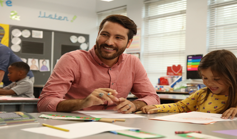 tutor working with a child