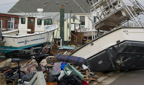 boats run ashore due to hurricane