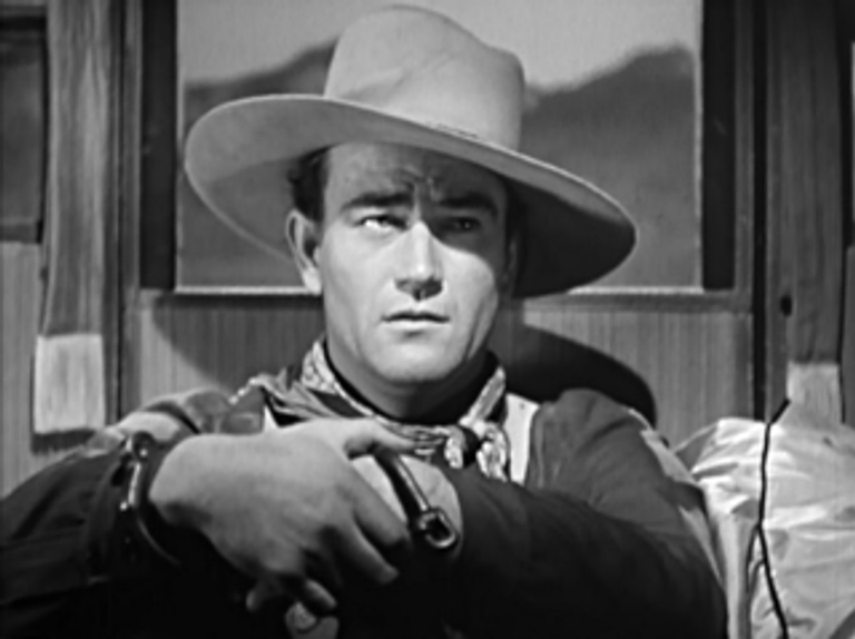 A shot of John Wayne from his breakout role in the film Stagecoach