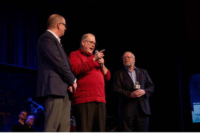 Timothey S. Marshbanks, 33°, Deputy for Michigan, joins J.B. McNaughton, 33°, Active Member for Indiana and Alan Heath, 33°, Active Member for Maine and Supreme Council’s Grand Almoner, on stage to discuss his experience with the Grand Almoner’s Fund.