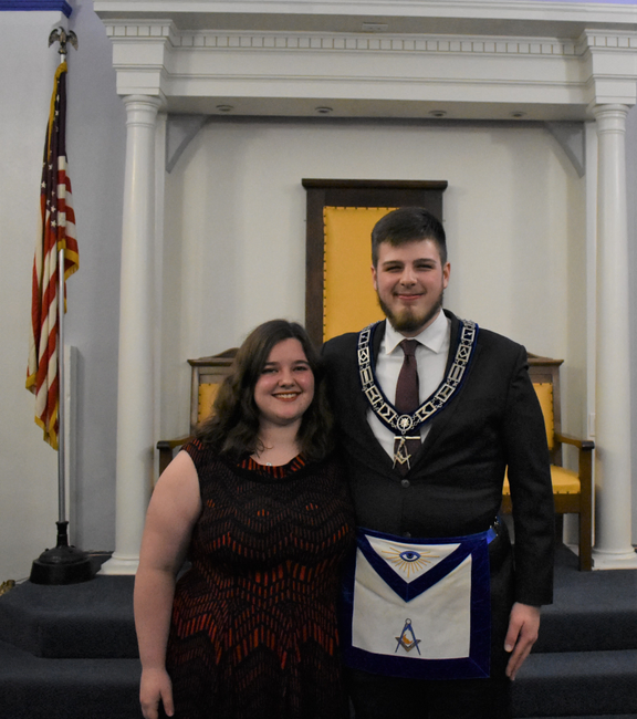 A young Scottish Rite Mason celebrates alongside his wife