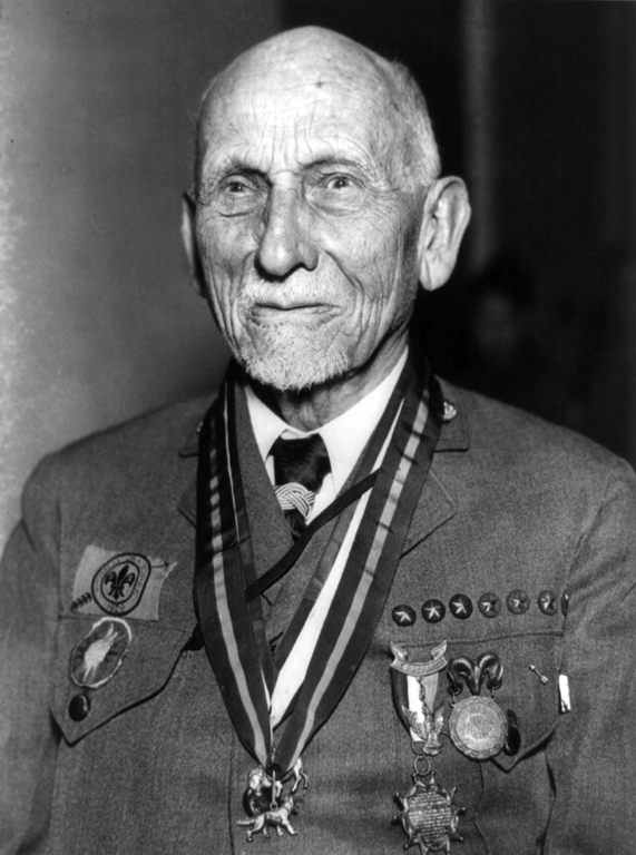 Author, Freemason and Scouting pioneer Daniel Carter Beard wearing medals
