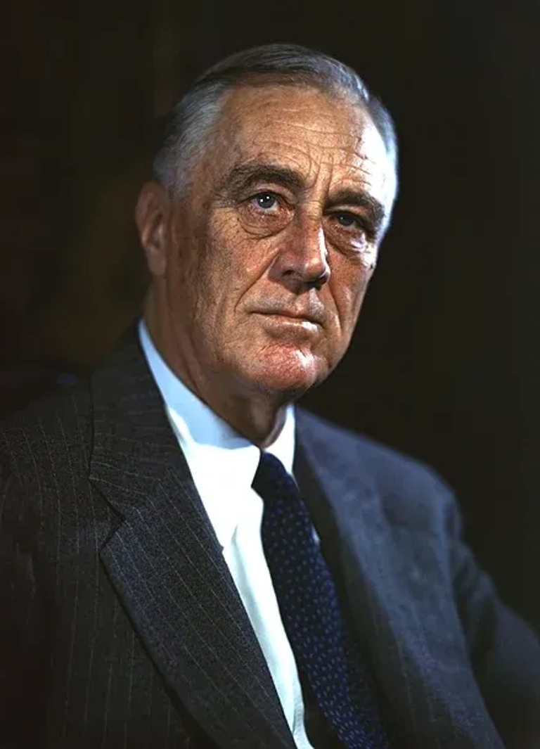 Color photo portrait of President Franklin Roosevelt