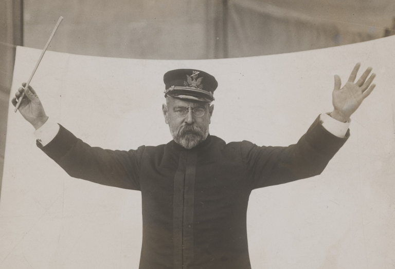 John Philip Sousa conducting a band in 1925