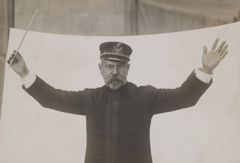 John Philip Sousa conducting a band in 1925