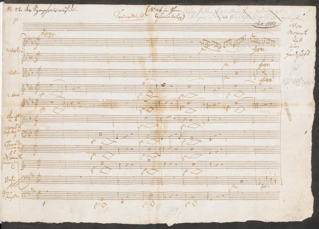 First page of Mozart's manuscript for his Masonic Funeral Music