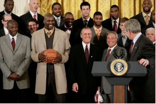 O’Neal NBA Champs Miami Heat at the White House with President Bush