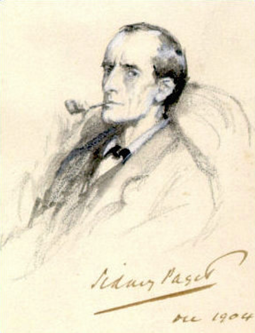 Hand drawn, artistic rendering of Sherlock Holmes