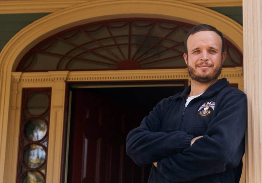 scottish rite mason in front of door