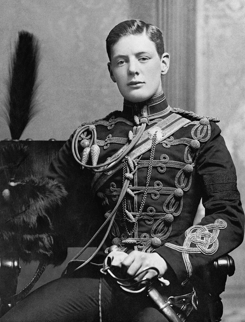 Lieutenant Winston Churchill of the 4th Queen's Own Hussars in military dress uniform
