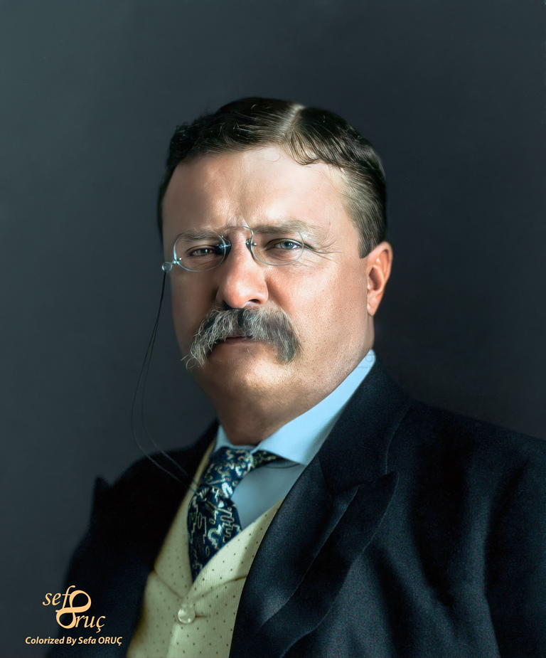 Colorized & Enhanced portrait of President Theodore Roosevelt