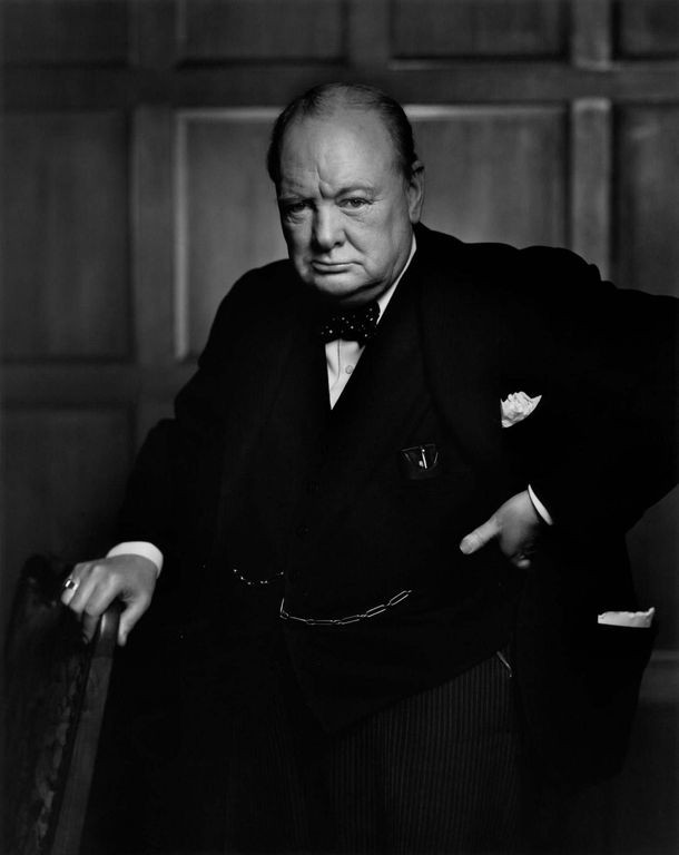 Winston Churchill in business attire, photographed by Yousuf Karsh, 1941