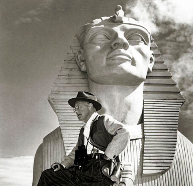 Freemason Cecil B. DeMille on set filming The Ten Commandments (1956) in Egypt