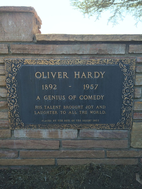 The headstone of Oliver Hardy at Valhalla Memorial Park