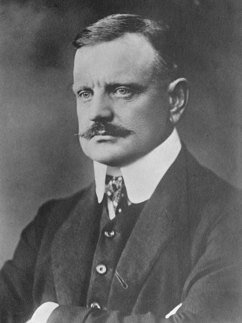 A black-and-white portrait photo of composer Jean Sibelius