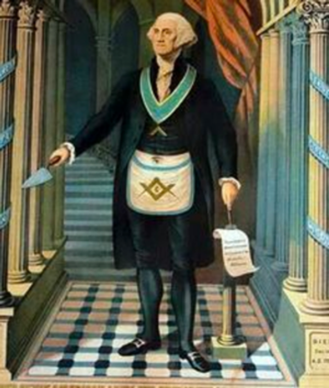 An illustration of George Washington dressed in Masonic regalia
