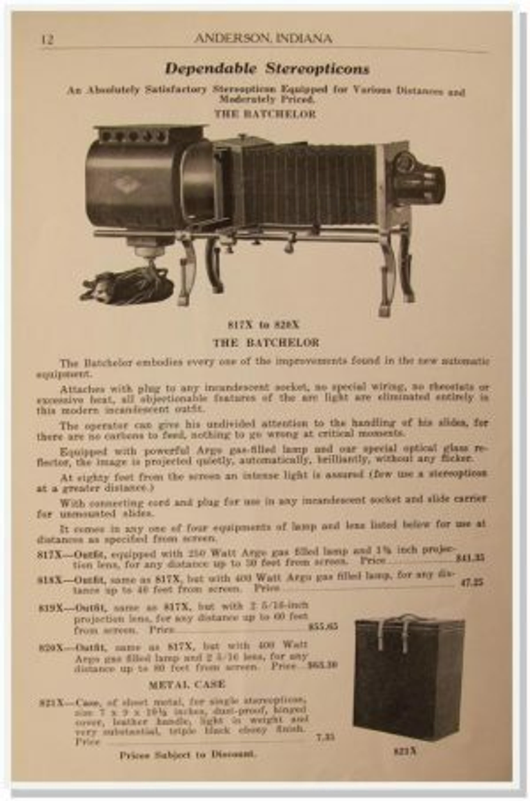 Henderson-Ames Regalia Catalogue from 1900 advertising a magic lantern for Freemasons