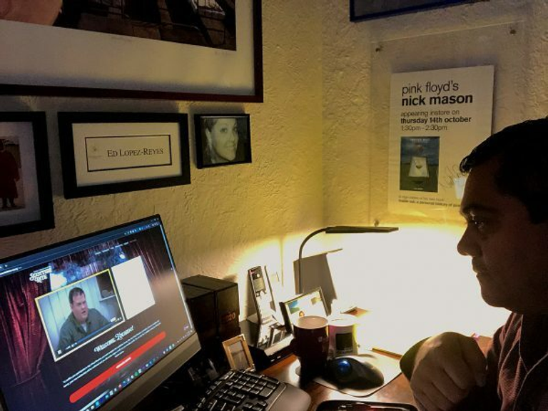 Brother Ed Lopez watching our Virtual Reunion from home