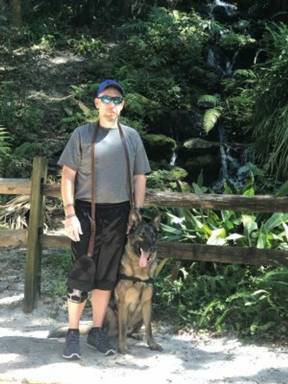 Brother Stradley with his service dog