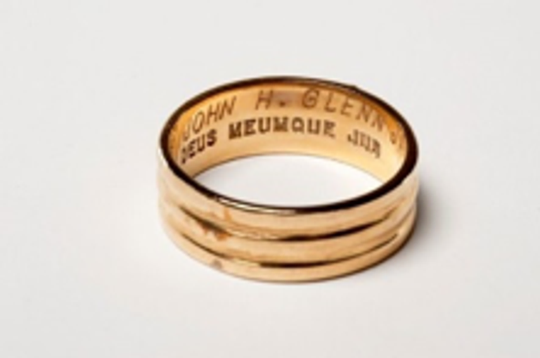 A photograph of Ill. Brother John Glenn’s 33° ring