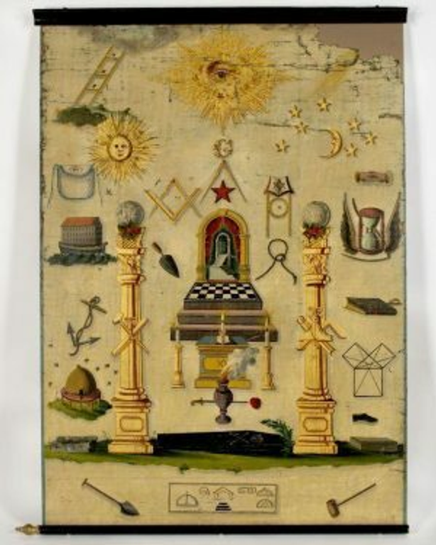 Tracing Board Owned by Trinity Lodge, 1863. Massachusetts. Scottish Rite Masonic Museum and Library, Gift of Trinity Lodge, A.F. & A.M., Clinton, Massachusetts. 97.007.1. Photograph by David Bohl.