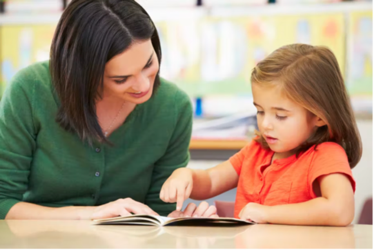 A child learning how to read
