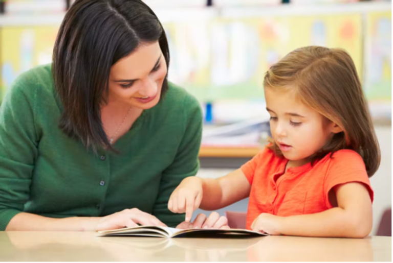 A child learning how to read