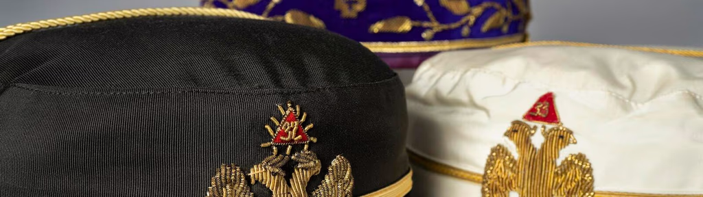 Three hats Scottish Rite Masons may wear in their meetings.