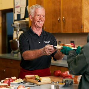 A Scottish Rite Mason donating his time at a food kitchen